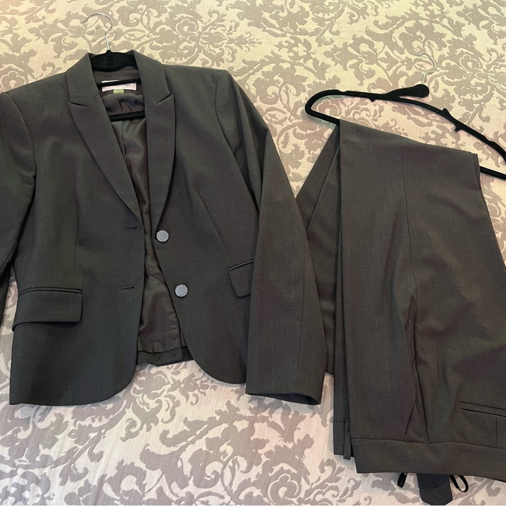 Calvin Klein Women's Dark Gray Two-Button Blazer & Pants Suit